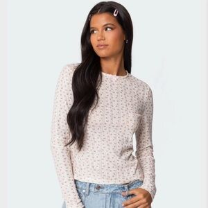 Edikted Pink Floral Long Sleeve Top